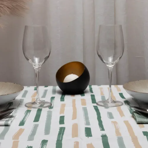 Tovaglia TNT Monet 100x100 cm – Tovaglia Tavola Monouso Verde e Beige